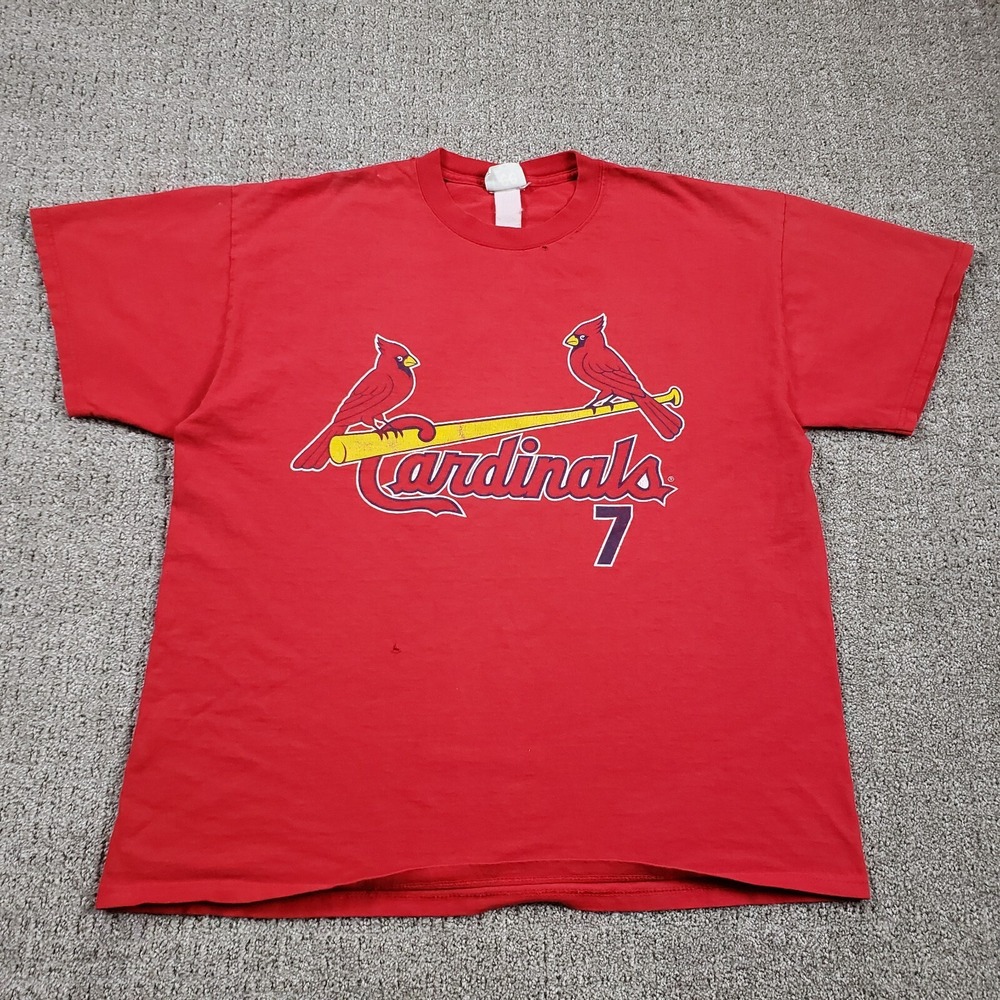 St Louis Cardinals T-Shirt Mens 2XL Red Y2k Vintage Lee Sport MLB Jd Drew